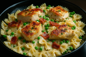 Creamy Chicken Carbonara with Bacon & Peas | Easy Bow Tie Pasta