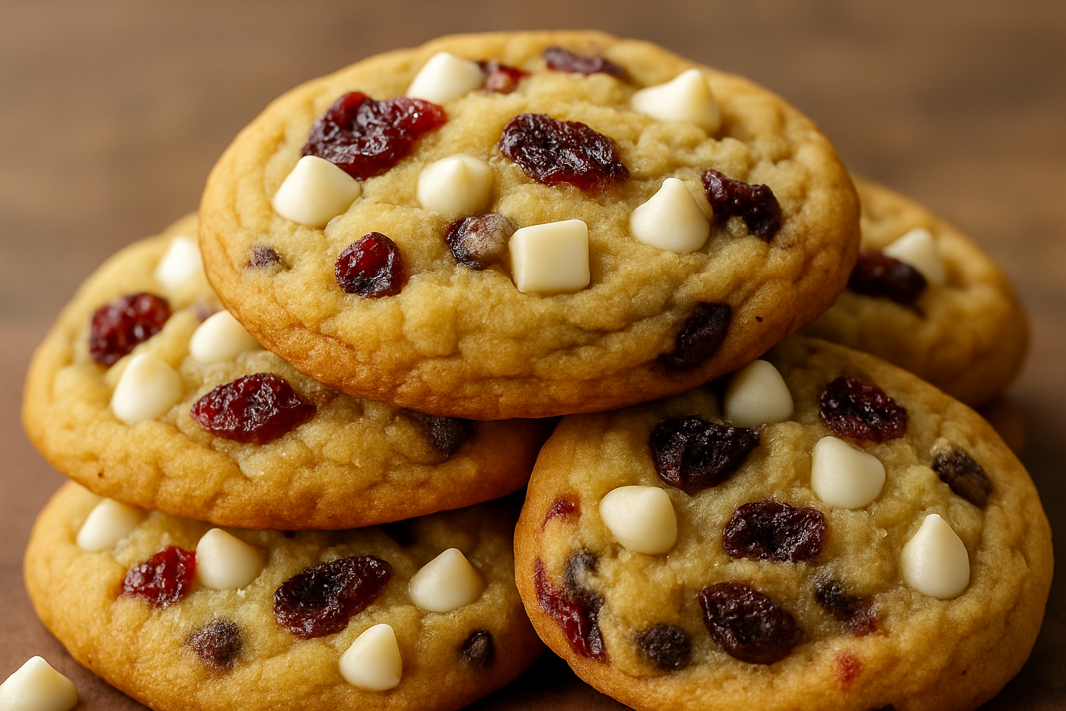 Soft-Baked White Chocolate Cranberry Cookies on a plate