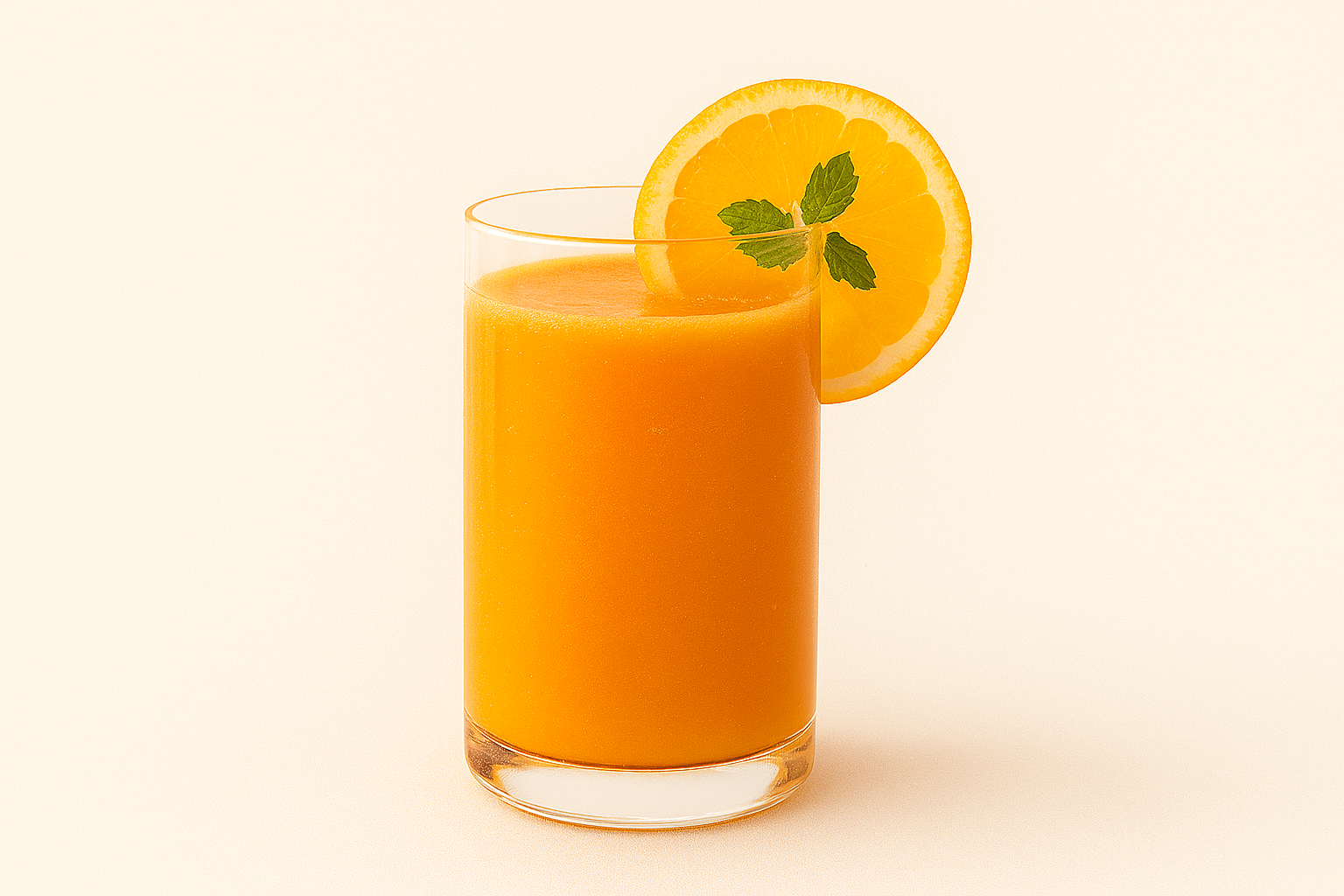Natural citrus carrot juice in a glass with orange and lemon slices – healthy morning detox drink
