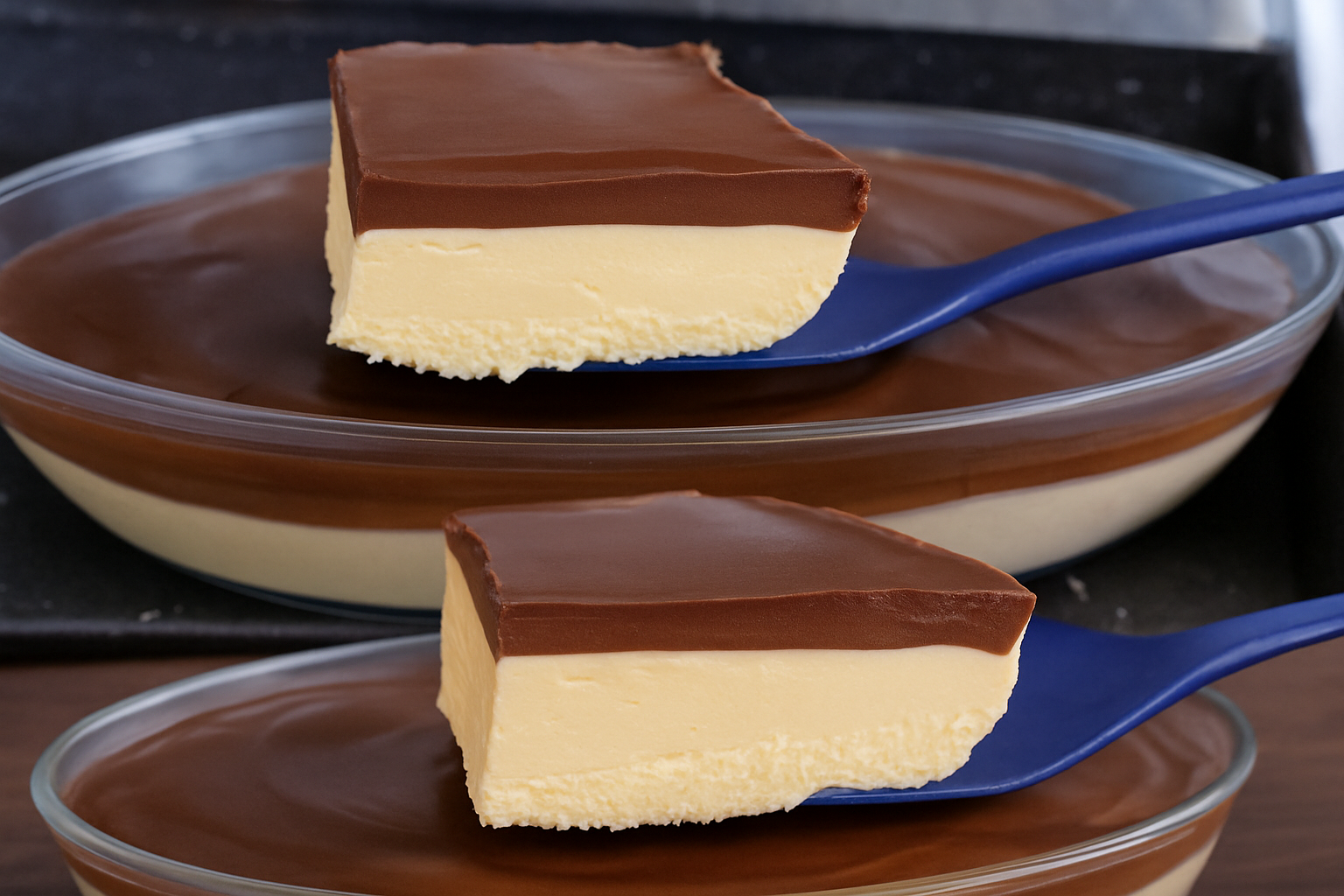 No-Bake Chocolate Custard Dessert with Ganache Topping