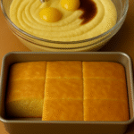 Super Soft Vanilla Breakfast Cake sliced in a pan, fluffy and golden, perfect for breakfast or brunch.