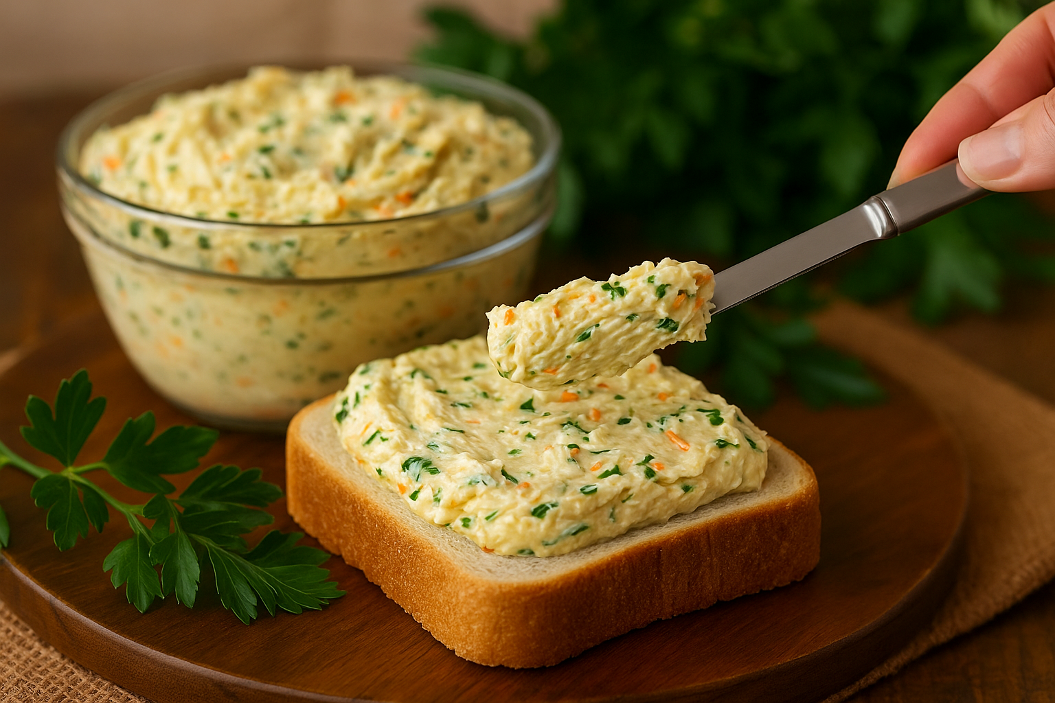 Best chicken spread recipe on toast with creamy texture, herbs, and carrots, perfect for sandwiches and snacks.