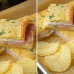 Hot Ham and Cheese Crescent Roll Sandwiches with Swiss Cheese Layers