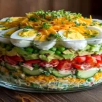 Layered Veggie Salad with Eggs & Avocado