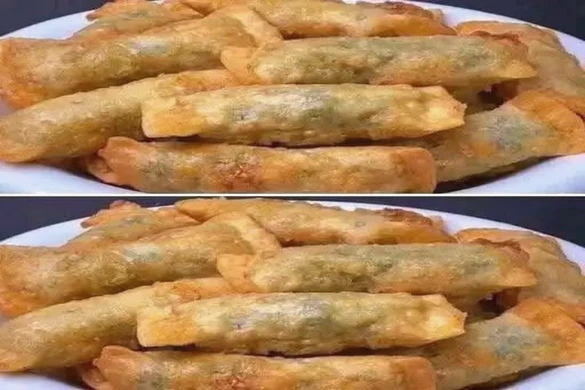 Crispy Golden Vegetable Rolls served hot on a plate